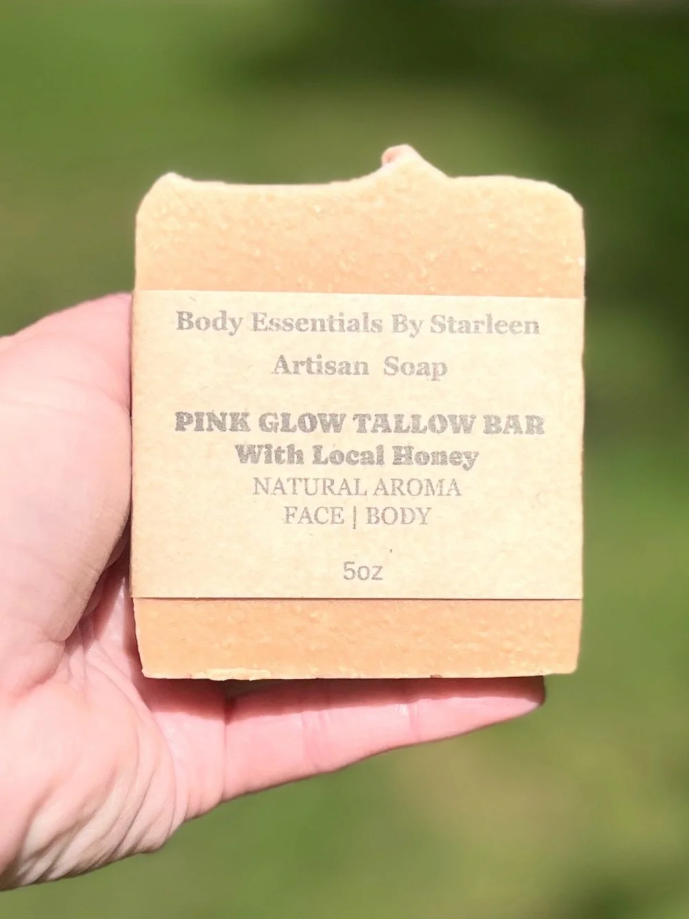 Hand Crafted - Artisan Soap- Pink Glow Tallow Bar with Local Honey